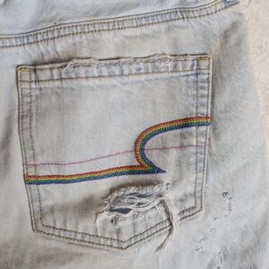 Y2K American Eagle Mom Shorts 10 Distressed Rainbow Pride Festival Indie